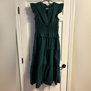 Moon River Fluttered Sleeve Tiered Cotton Dress